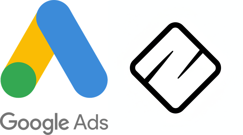 Google Ads logo and crypto symbol side-by-side representing crypto payments for ads.