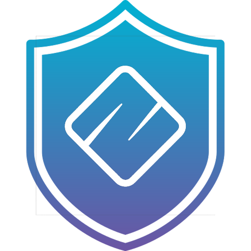 Graphic illustration of a shield with a blue-to-purple gradient. In the center is the IZIPAY diamond logo. This visual represents secure and anonymous crypto payments for digital sovereignty.